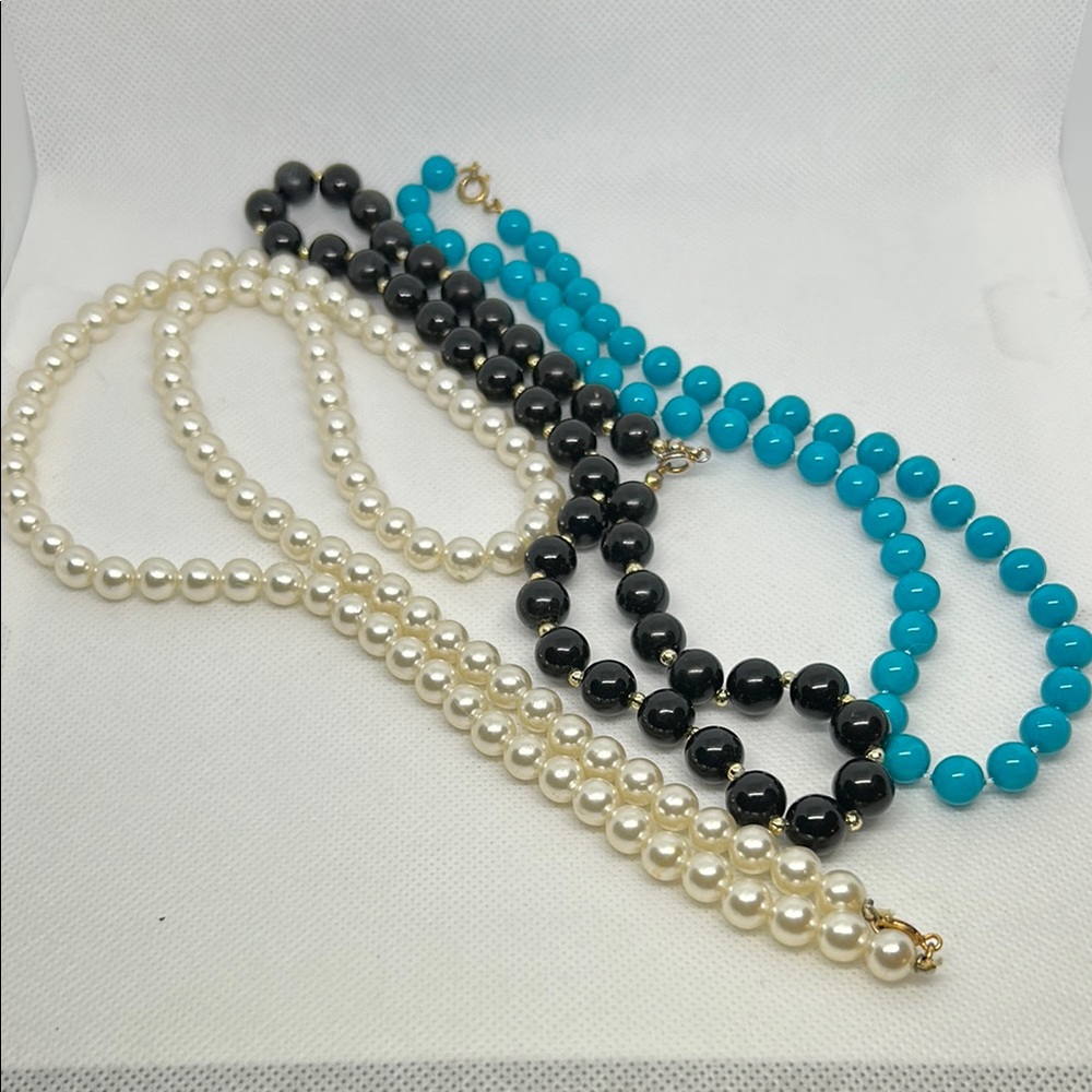 Elegant Pearl and Bead Necklace Set #3